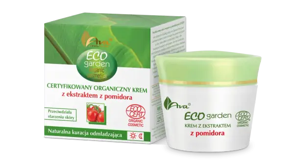 Ava Laboratorium Eco Garden, certyfikowany organiczny krem na dzień z ekstraktem z pomidora. Naturalna kuracja odmładzająca.